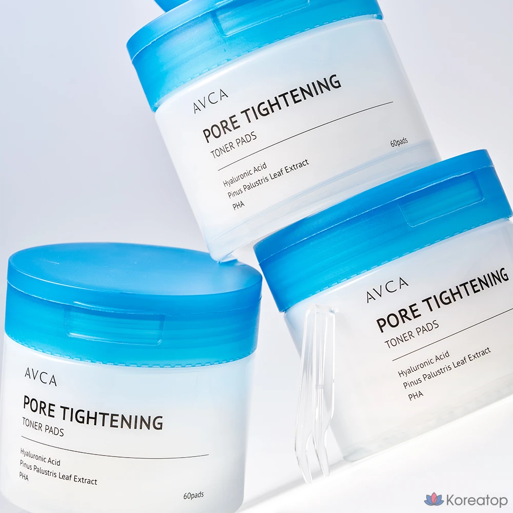 Тонер-пэды AVCA Pore Tightening Low Molecular Hyaluronic Acid Pore Toner Pad, 150 мл, 60 шт.