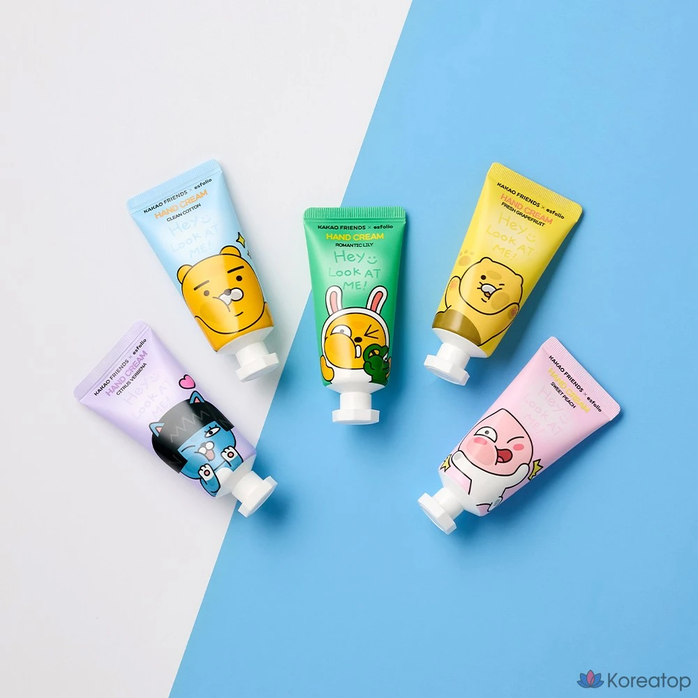 Набор для ухода Esfolio Kakao Friends Look At Me Hand Cream 5-piece Set (Grapefruit/Clean Cotton/Sweet Peach/Romantic Lily/Citrus Verbena), 1 шт.
