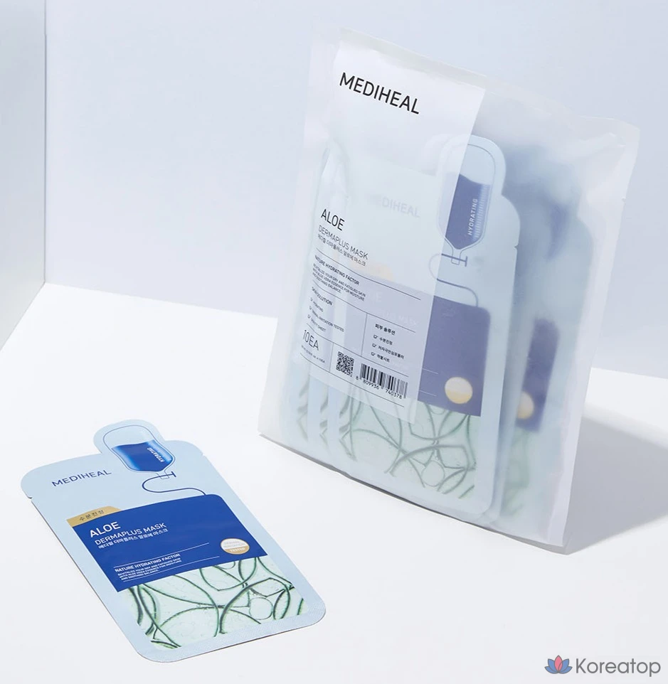 Тканевая маска для лица MEDIHEAL Derma Plus Aloe Mask, 10 шт.
