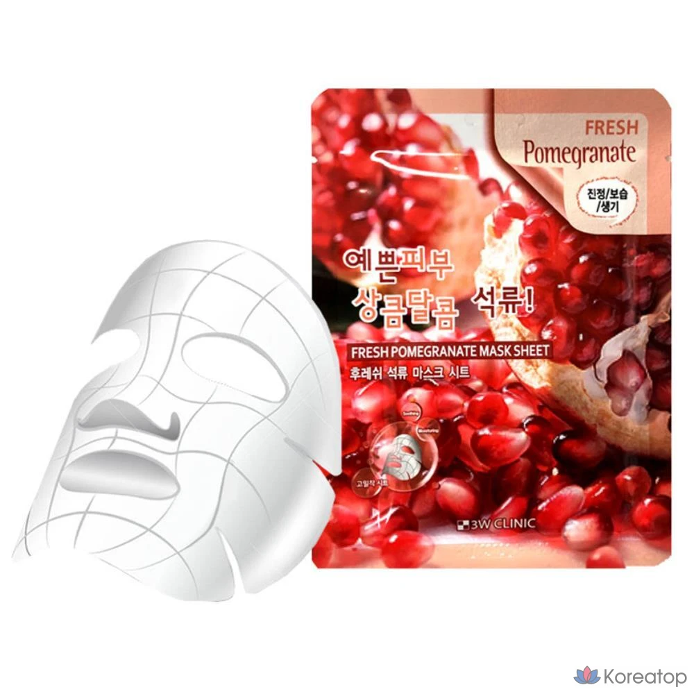 Тканевая маска для лица 3W Clinic Pretty Skin Sweet Pomegranate Mask Sheet, 10 шт., фото 5