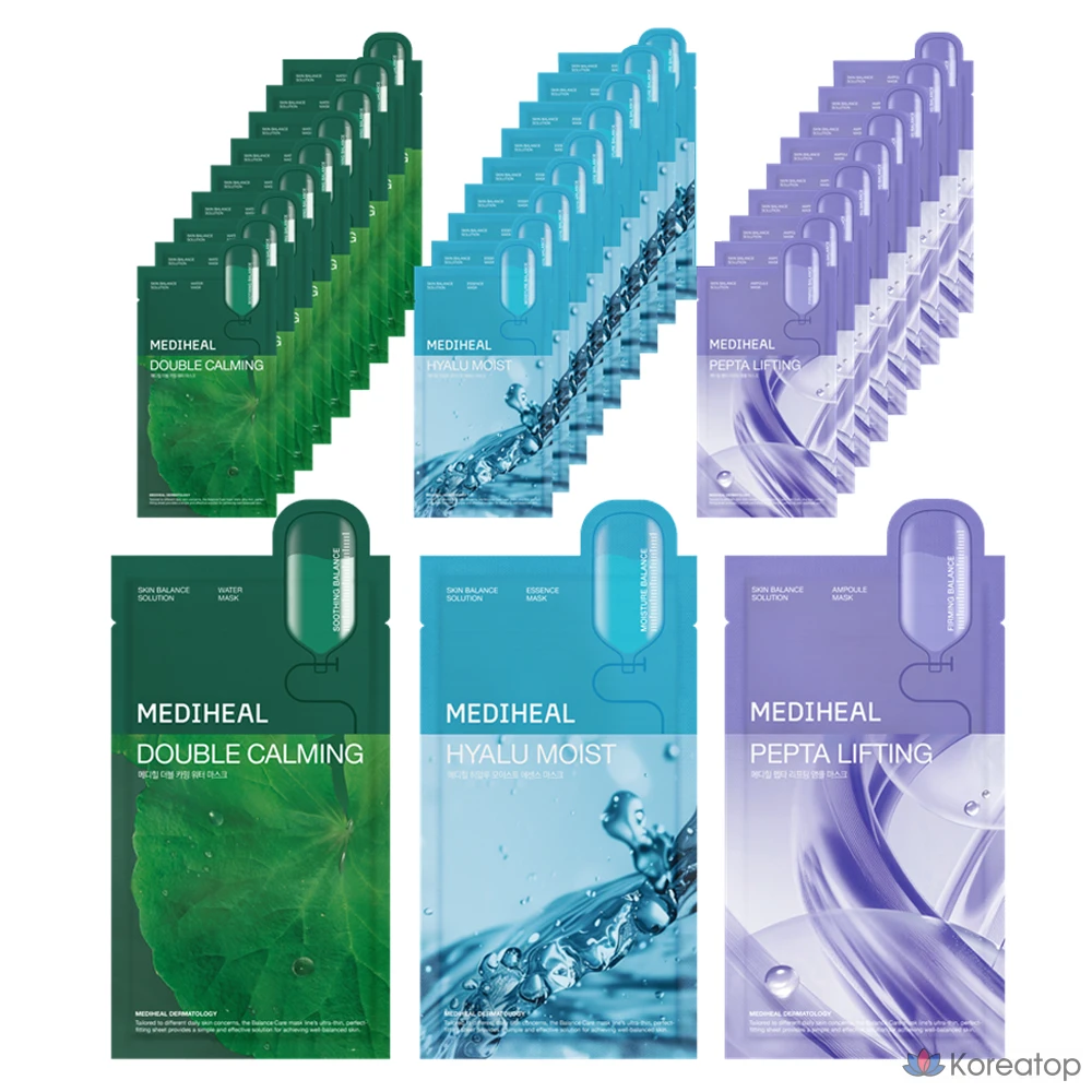 Тканевая маска для лица MEDIHEAL Daily Solution Mask 3-piece Set, 30 шт.