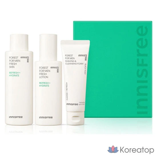 Набор для ухода Innisfree Forest For Men Fresh Skincare 3-piece Set (Toner 180 мл + Lotion 140 мл + Shaving &amp; Cleansing Foam 50 г), 1 шт.