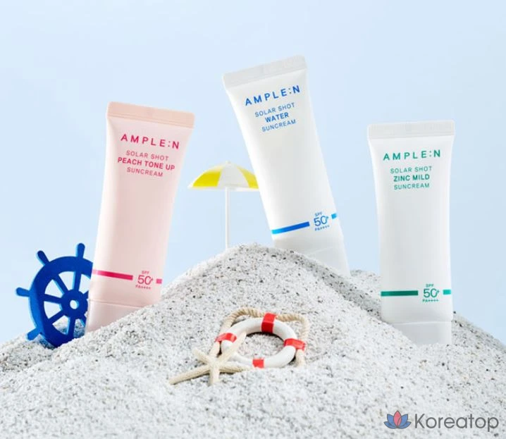 Солнцезащитный крем AMPLE:N Solar Shot Peach Tone Up Sun Cream SPF50+ PA++++, 40 мл, 1 шт.
