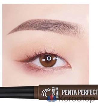 Карандаш для бровей Holika Holika Wonder Drawing Penta Perfection Brow Pencil, оттенок 02 Natural Brown, 0.3 г, 1 шт.