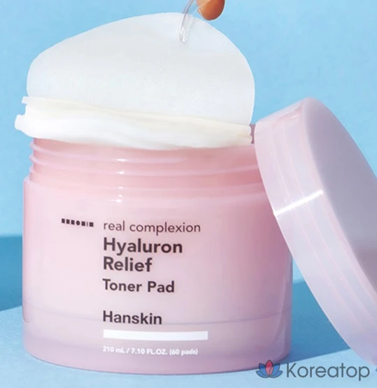 Тонер-пэды HANSKIN Real Complexion Hyaluron Relief Toner Pad, 210 мл, 60 шт.