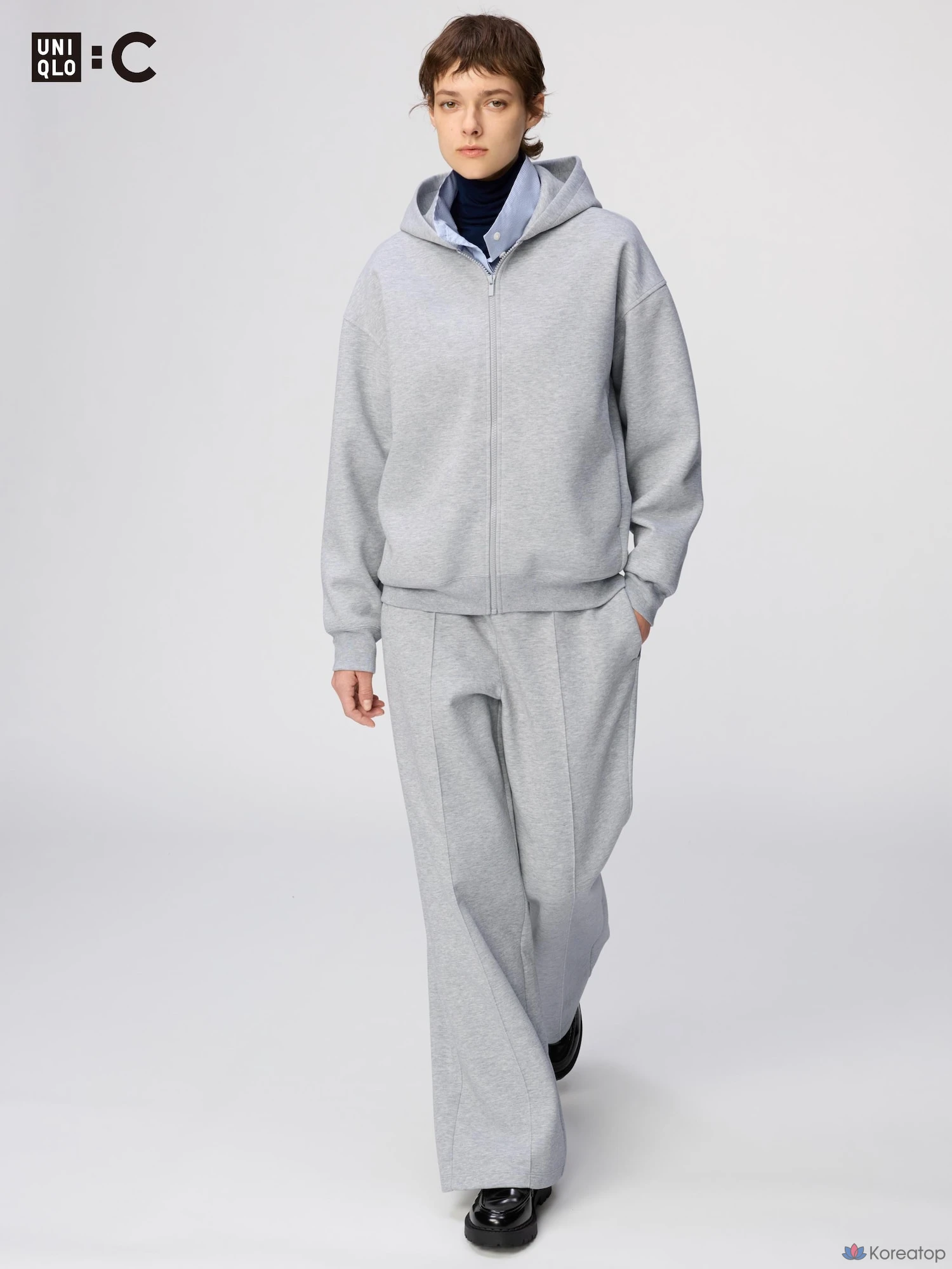 Парка на молнии Uniqlo Sweat Oversized Full-Zip Parka