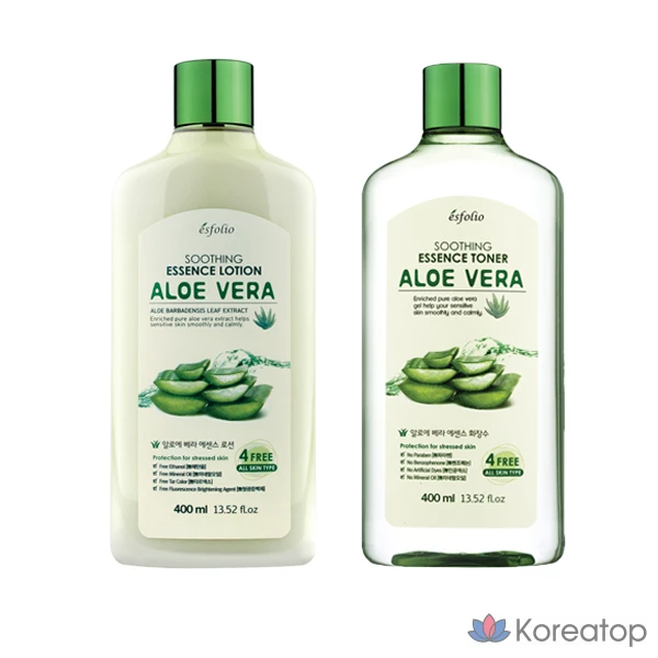 Набор для ухода Esfolio Aloe Vera Soothing Essence Toner+Lotion Set, 2 шт., фото 4