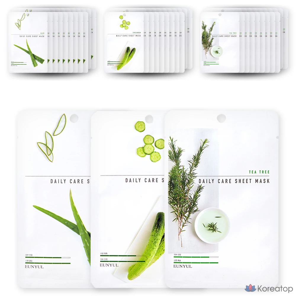 Тканевая маска для лица Eunyul Daily Care Sheet Mask (Aloe + Cucumber + Tea Tree), 30 шт.