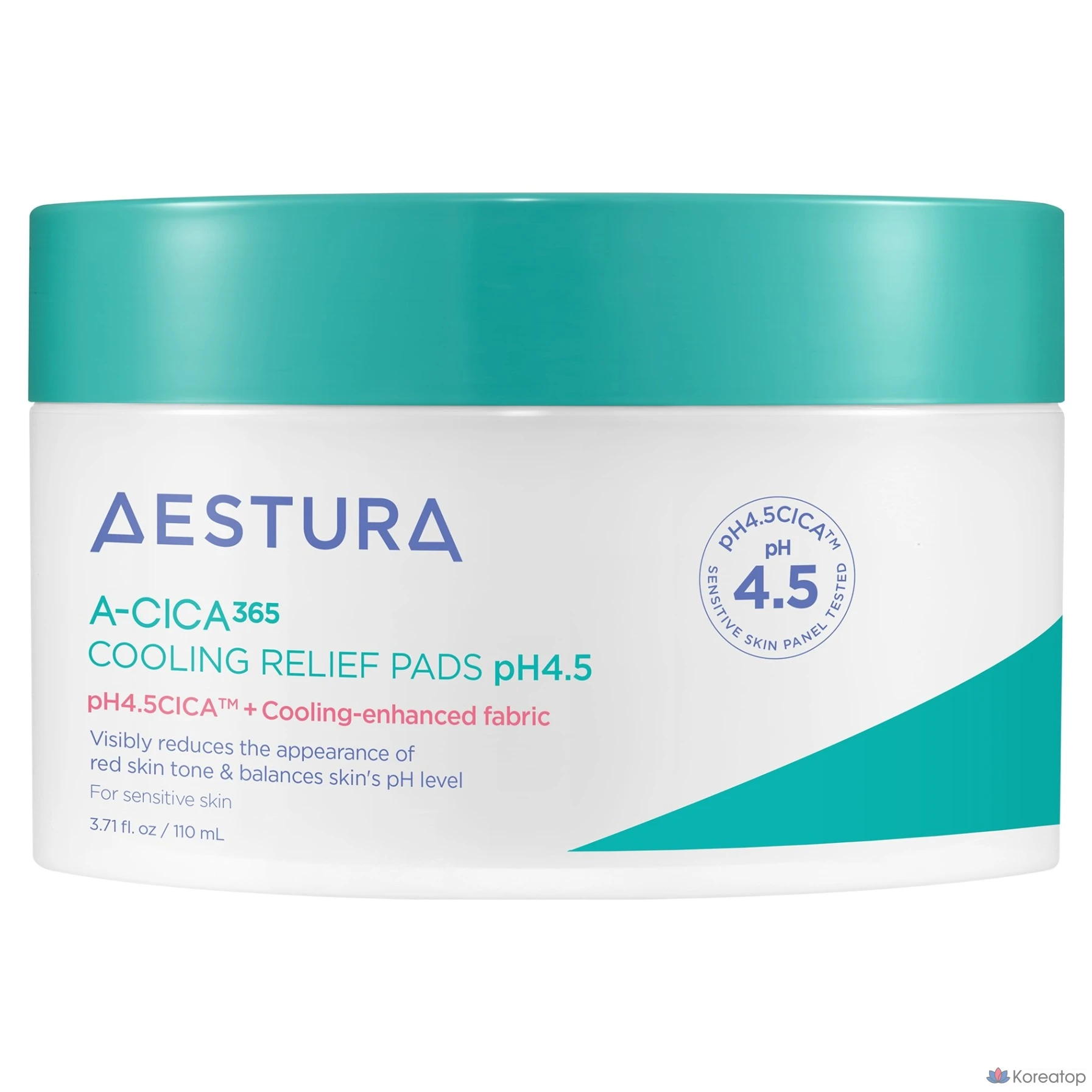 Пэды для лица AESTURA A-Cica 365 Cooling Soothing Pad pH4.5, 110 мл, 60 шт.
