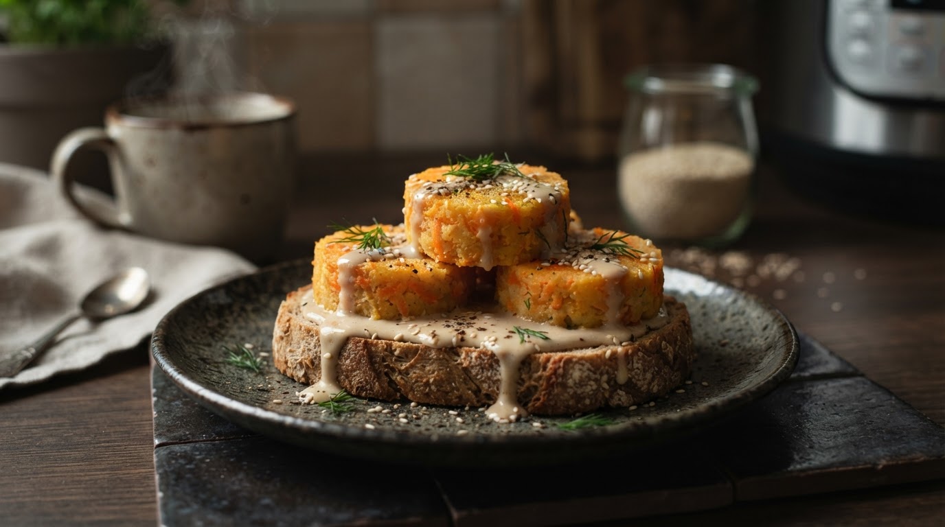 Морковные «Медальоны» с кунжутным соусом