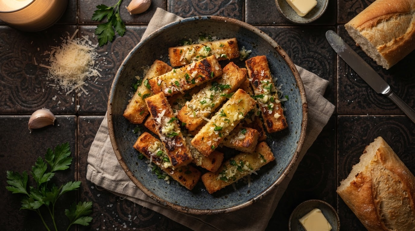 Хлебные «Пальчики» с чесночным маслом и пармезаном