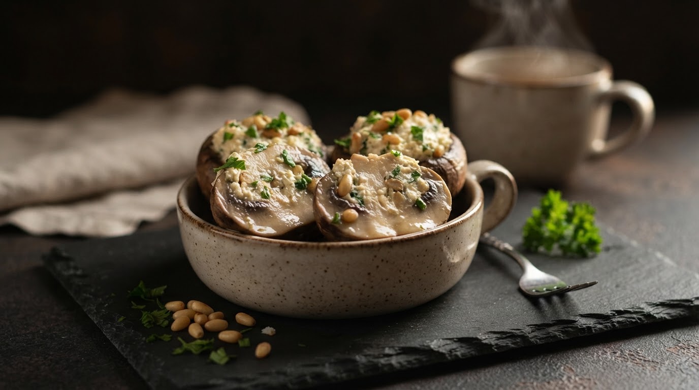 Грибные «Купола» с сыром и кедровыми орешками на пару