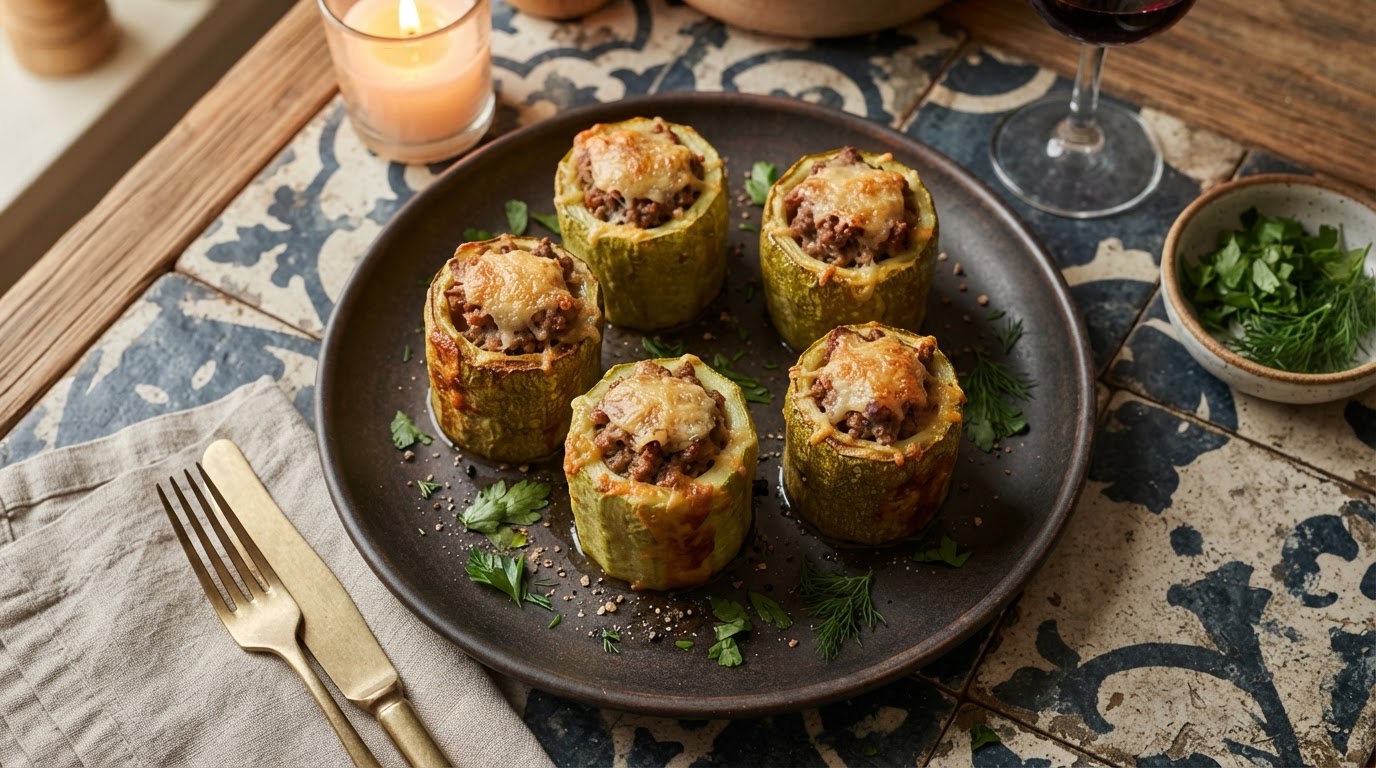 Фаршированные «Пеньки» из кабачков с мясным фаршем и сырной корочкой