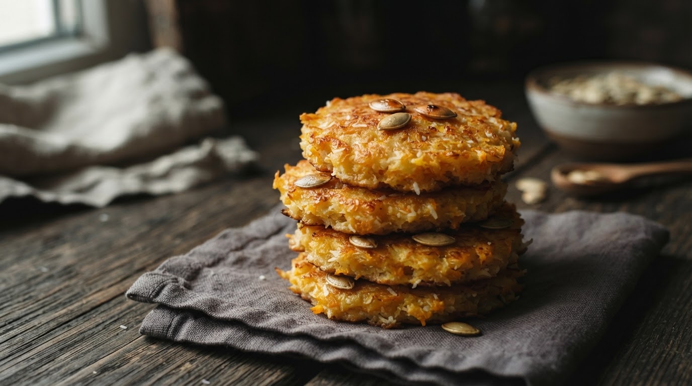 Тыквенно-кокосовые «Оладьи-солнца» с семечками