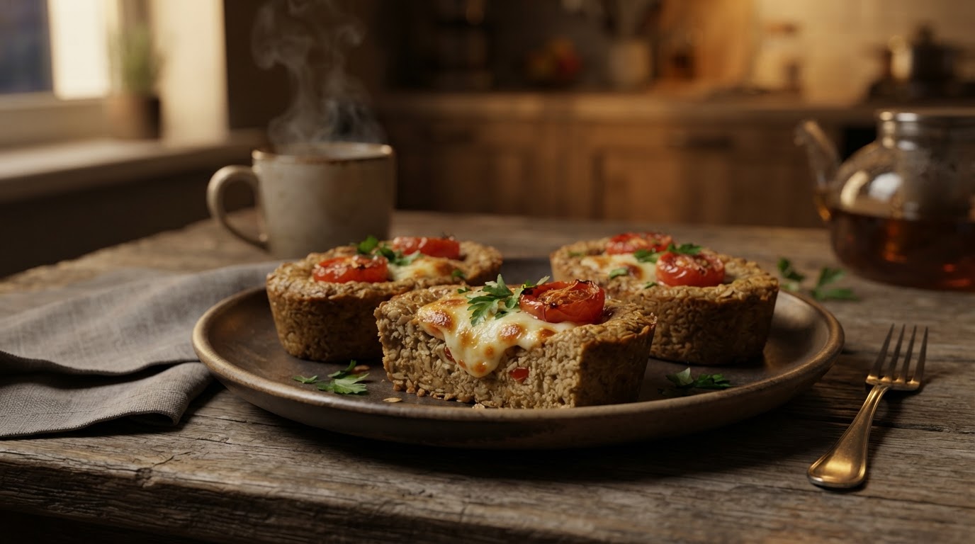 Овсяные «Лодочки» с запеченным сыром и томатом
