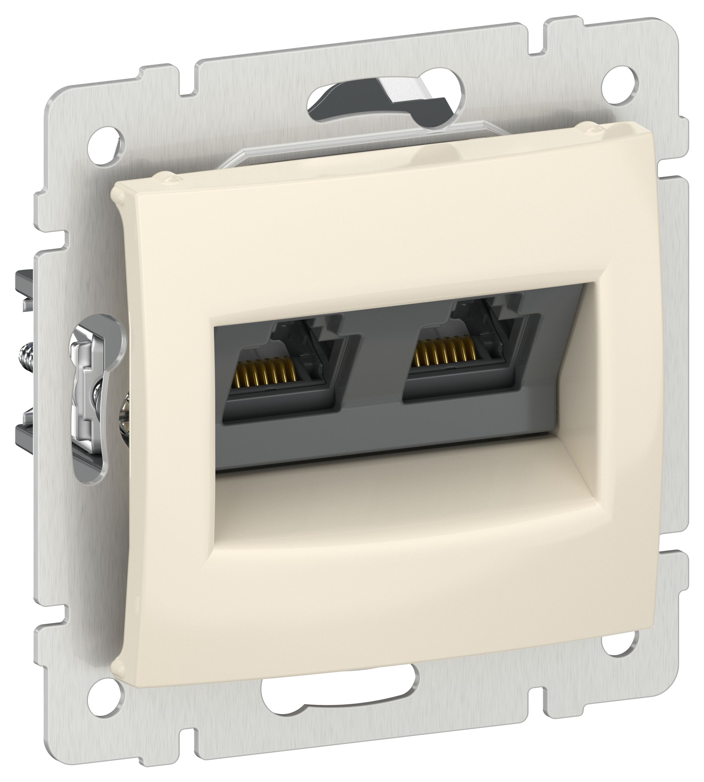 IEKVALENA Розетка компьютерная двойная RJ45 категория 5Е UTP 6956261 слоновая кость