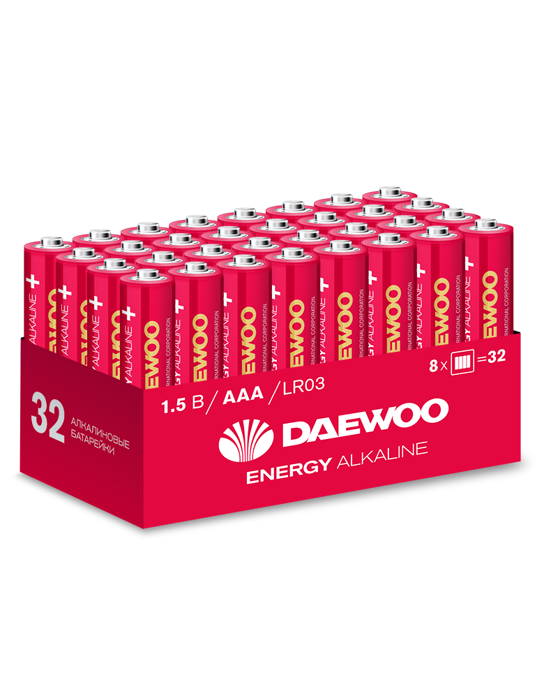 Элемент питания LR03 (AAА) DAEWOO Energy Alkaline, упаковка 32 шт.