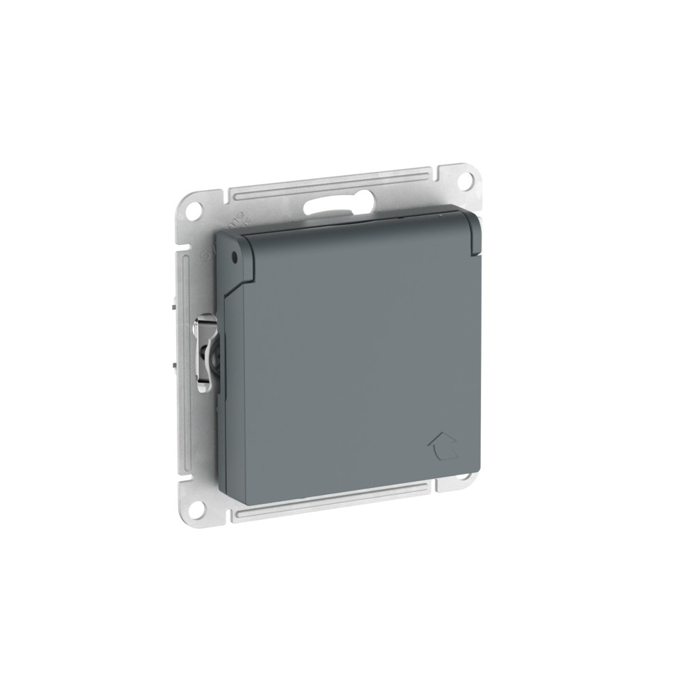 ATLASDESIGN розетка с заземл. со шторк. с крышкой,16А,IP20,мех., быстрозажимные клеммы, грифель