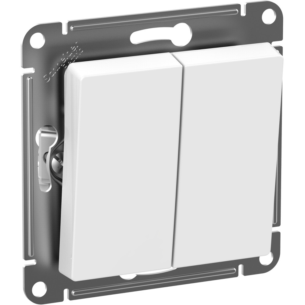 ATLASDESIGN AQUA Выключатель 2-клавишный, IP44, сх.5, 10АХ, механизм, белый
