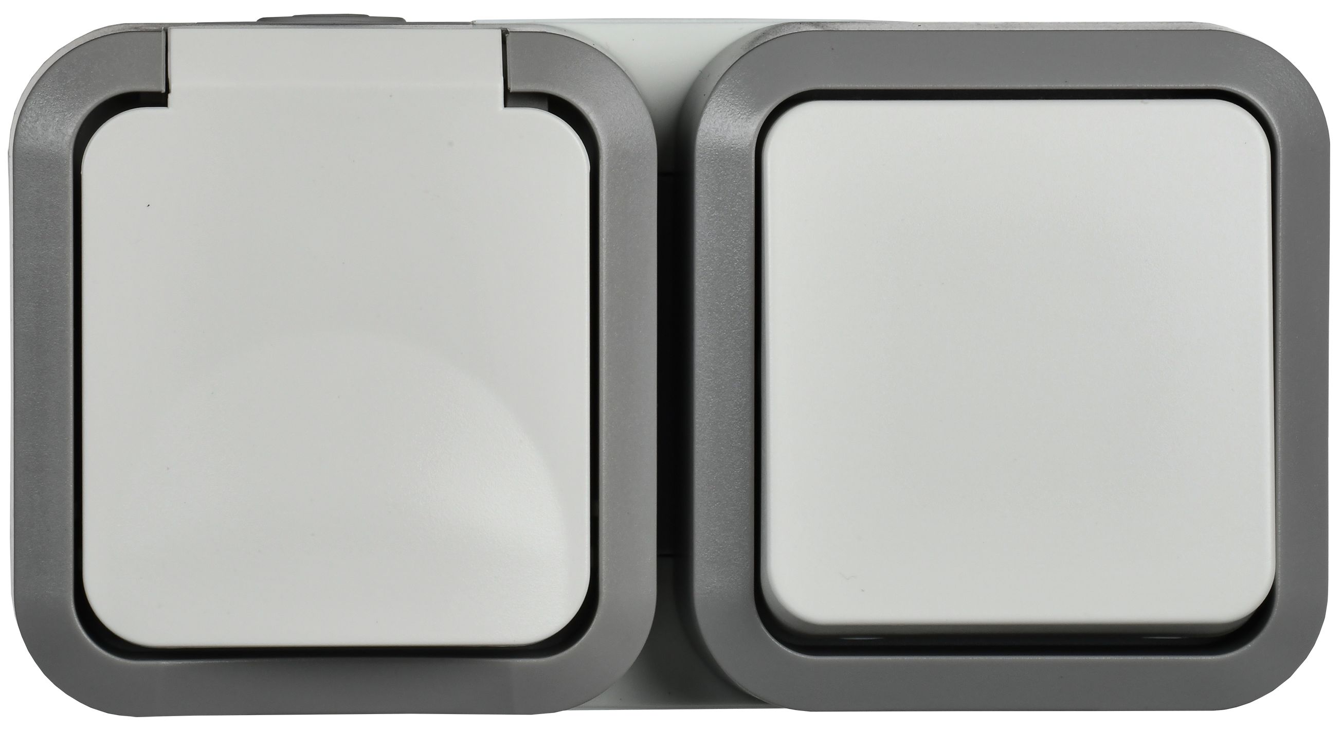 TORS Блок розетка + выключатель горизонтальный 16А IP55 TS242 серо-белый