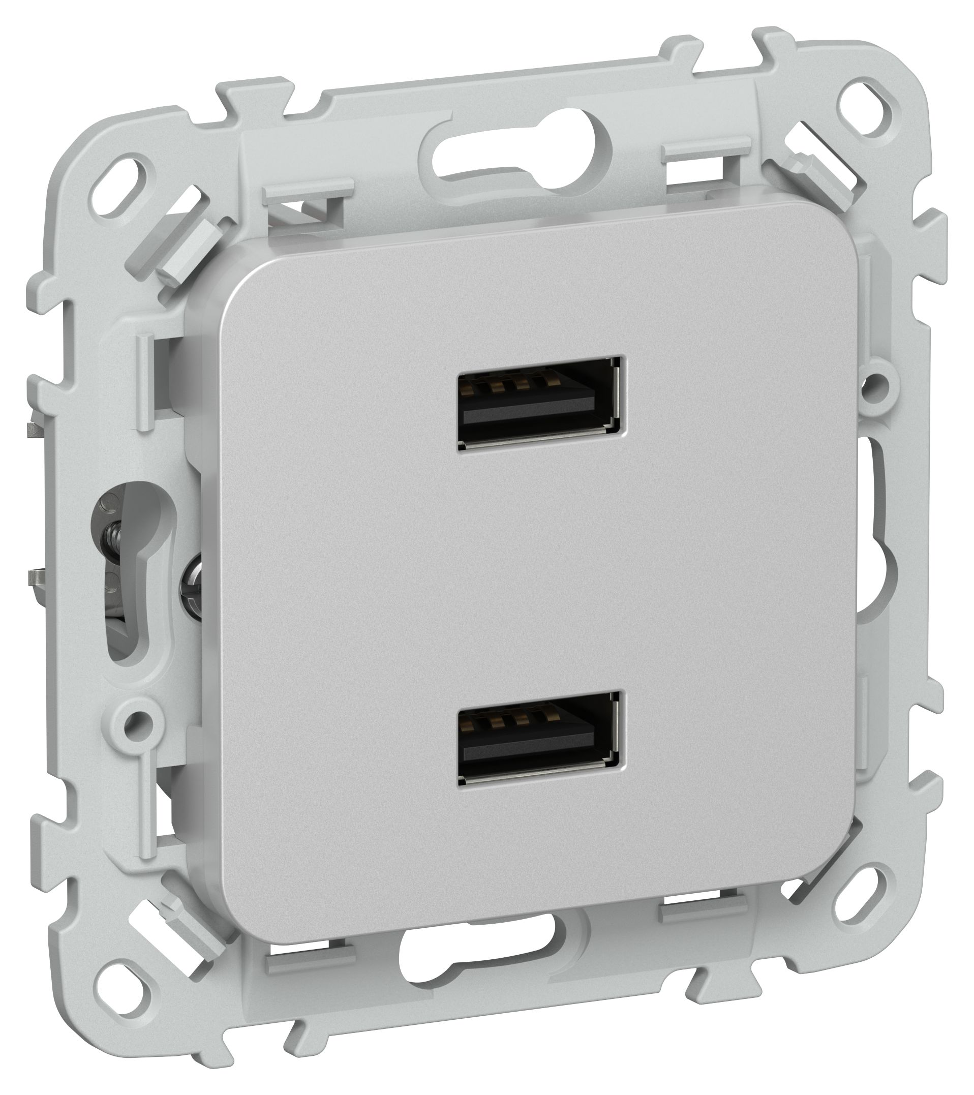 FLITE Розетка USB A+A 2,1А РЮ-2-ФлА алюминий