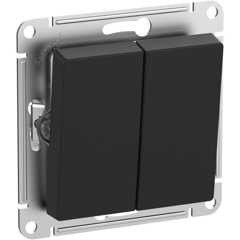 ATLASDESIGN AQUA Выключатель 2-клавишный, IP44, сх.5, 10АХ, механизм, карбон
