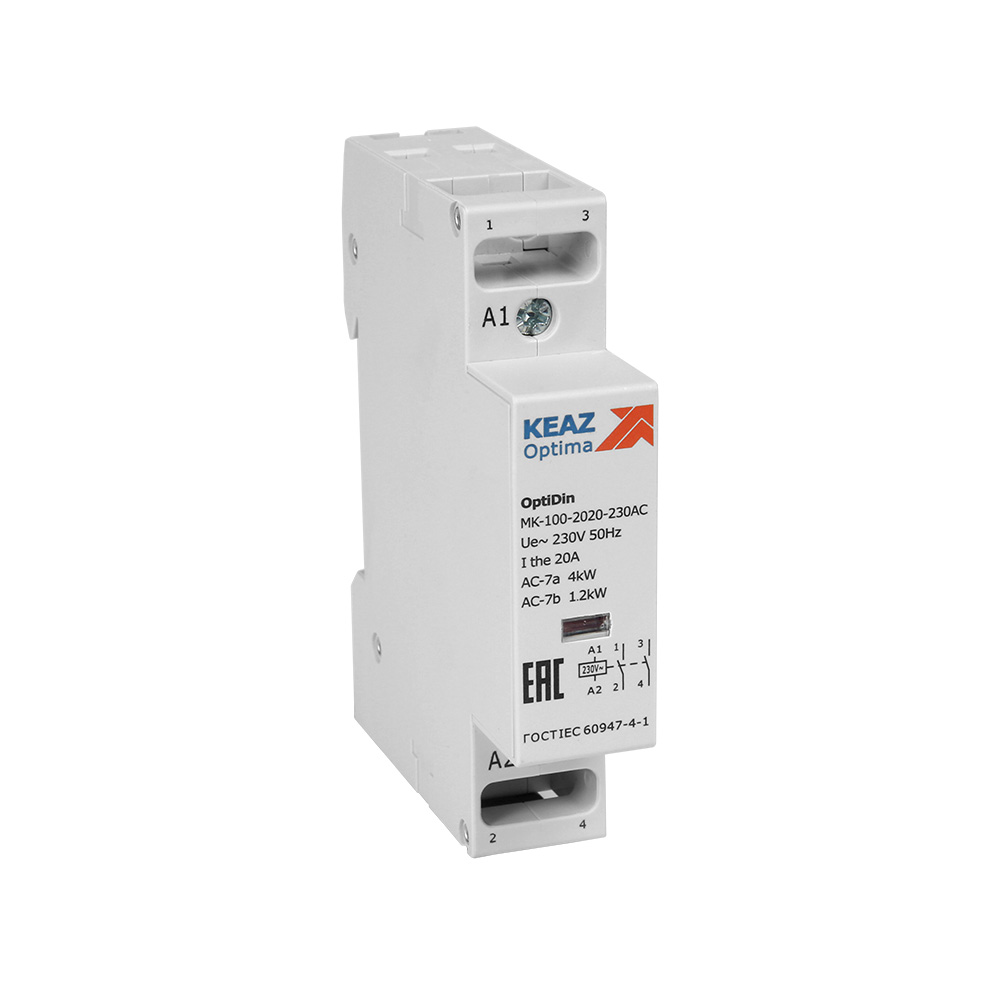 Контактор 24В AC 2НО 20А OptiDin MK-100-2020-24AC