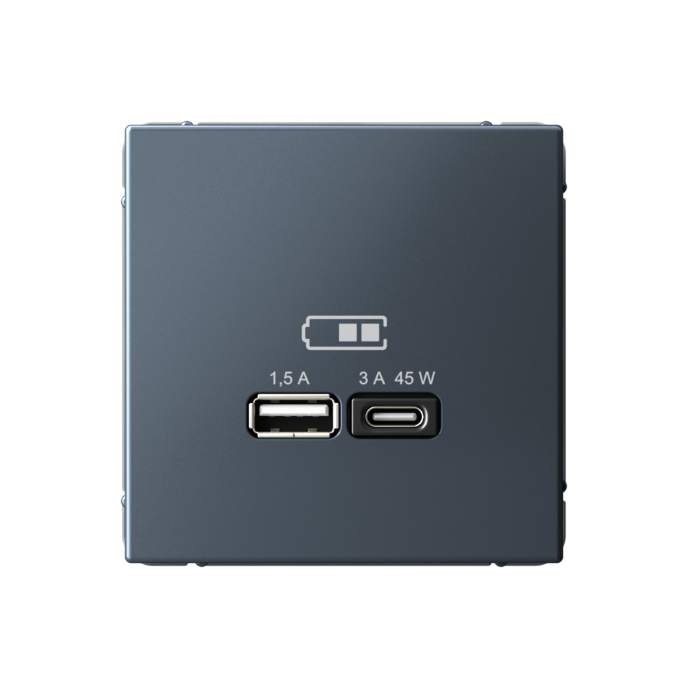 ARTGALLERY USB розетка A + тип-C 45Вт высокоскор.заряд. QC, PD, механизм, грифель