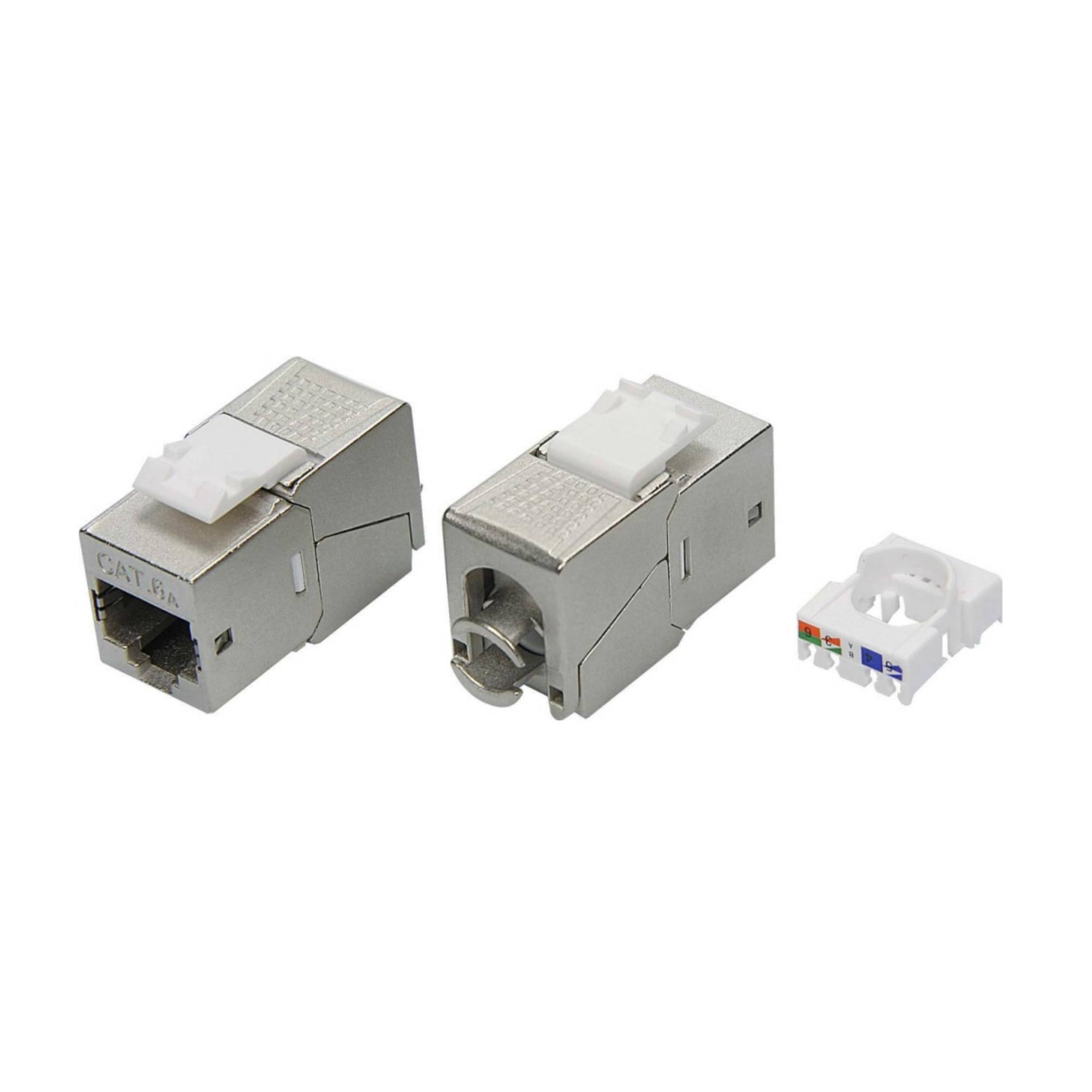 Модуль Кейстоун (Keystone) RJ45 CAT6A экранированный (STP) 180 градусов серебристый