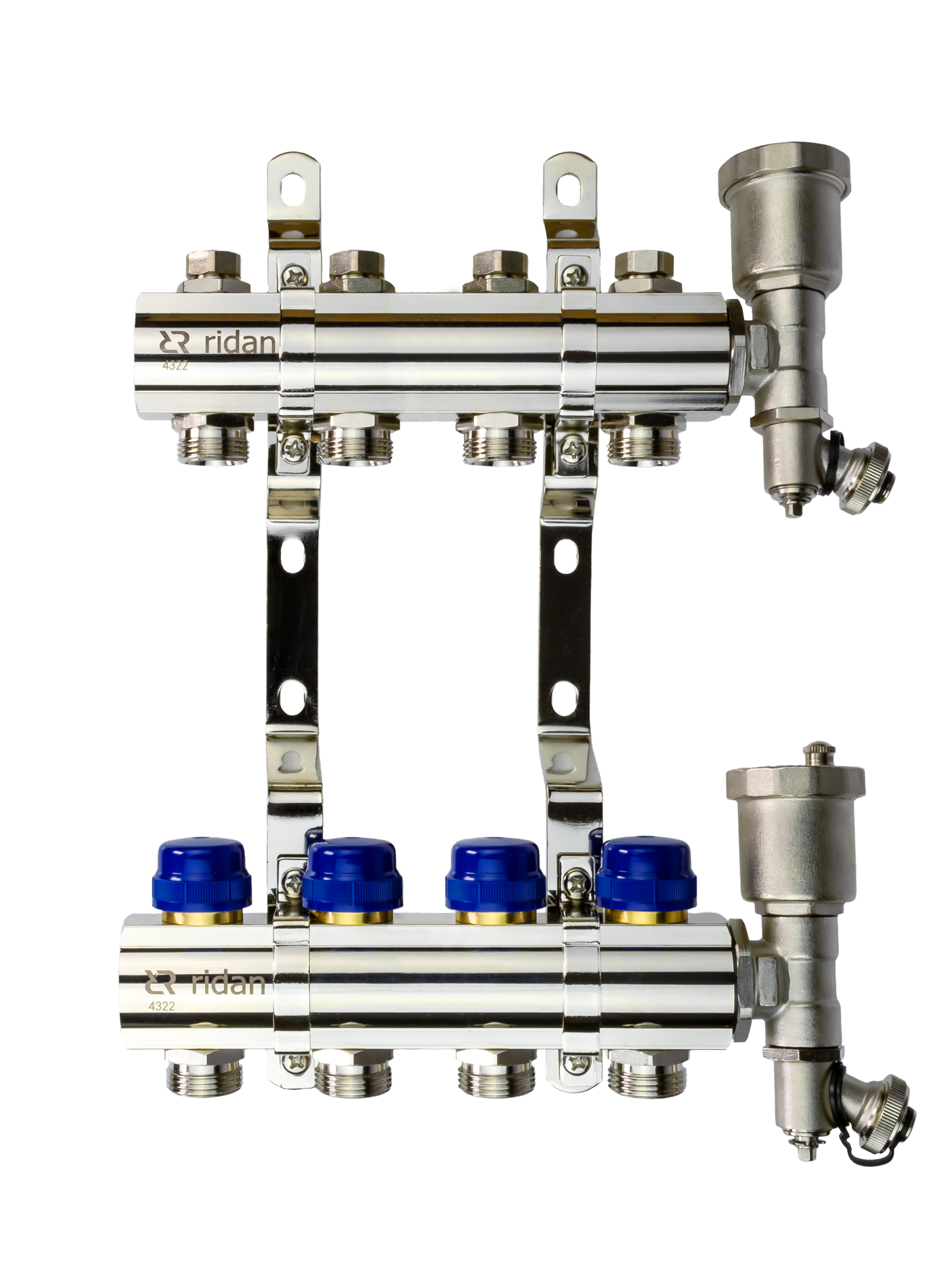 Коллекторная группа FHF-4R set 4 контура 1'x3/4' c воздухоотводчиками и кронштейнами