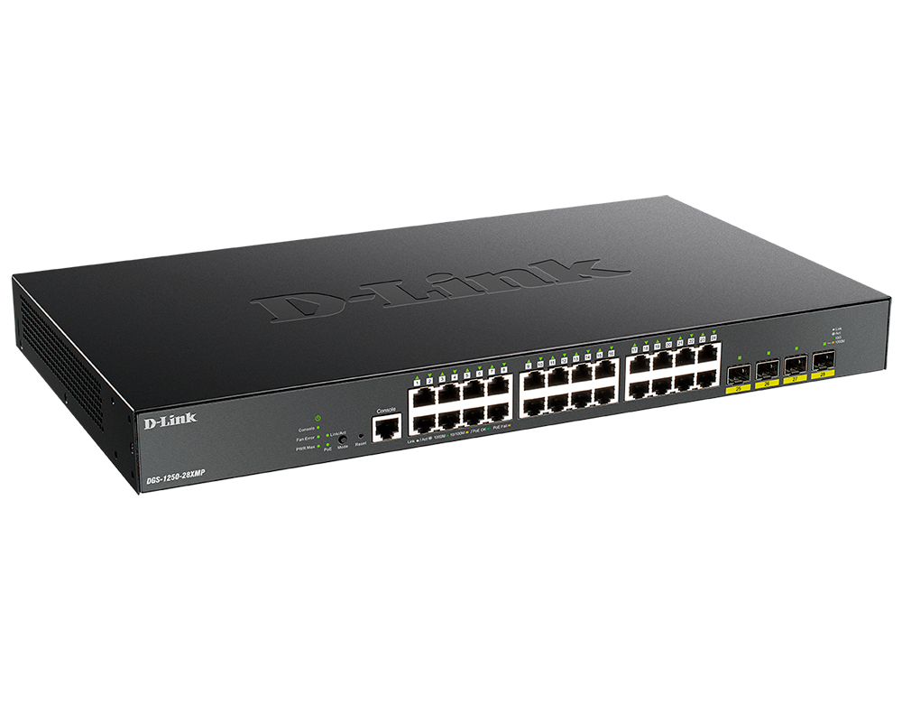 Коммутатор управляемый L2 28 портов RJ45/SFP 10 100 1000 Мб/с PoE 370Вт