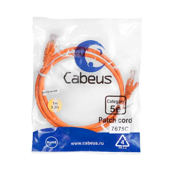 Cabeus PC-UTP-RJ45-CAT.5E-1M-OR Патч-корд U/UTP, категория 5e, неэкранированный, цвет оранжевый, 1.0 м