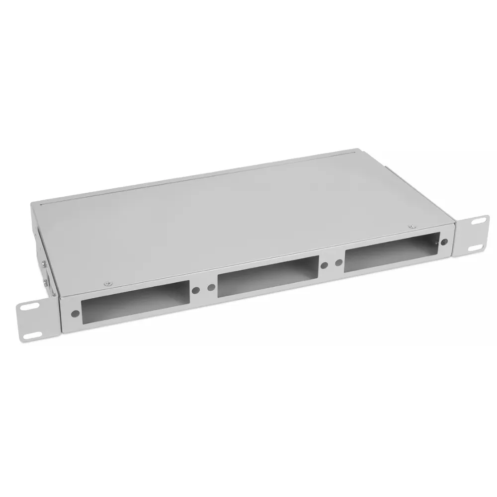 Cabeus FO-CS-19-3FP-GY Кросс бокс оптический 19", 1U на 3 адаптерные панели, цвет серый