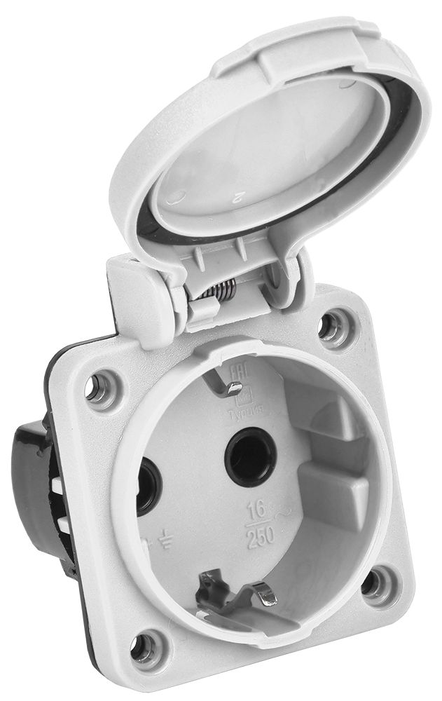 Розетка панельная SCHUKO РП13-3 с крышкой IP54 серый MAGNUM