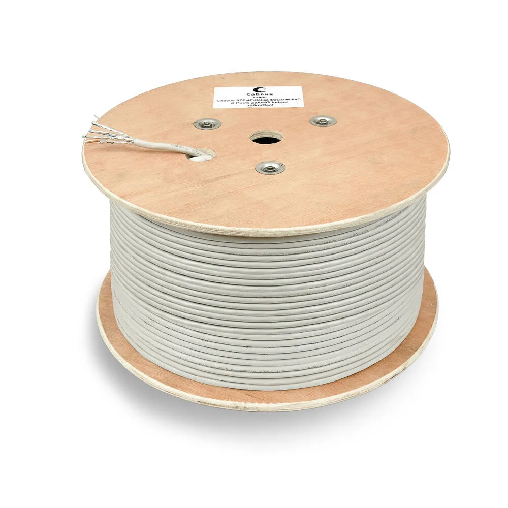 Витая пара STP 6a Cabeus STP-4P-Cat.6a-SOLID-IN-PVC 4 пары, одножильный, каждая пара в экране, PVC нг(А)-LS серая 305 метров