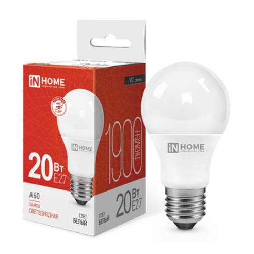 Лампа светодиодная LED-A60-VC 20Вт 230В Е27 4000К 1900Лм IN HOME