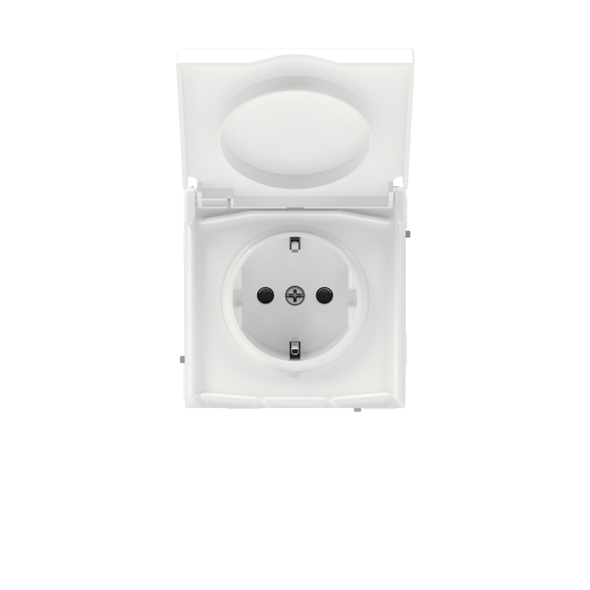 Розетка силовая, 2P+E, с з/ш, с крышкой, IP44, KANT, белая магнолия