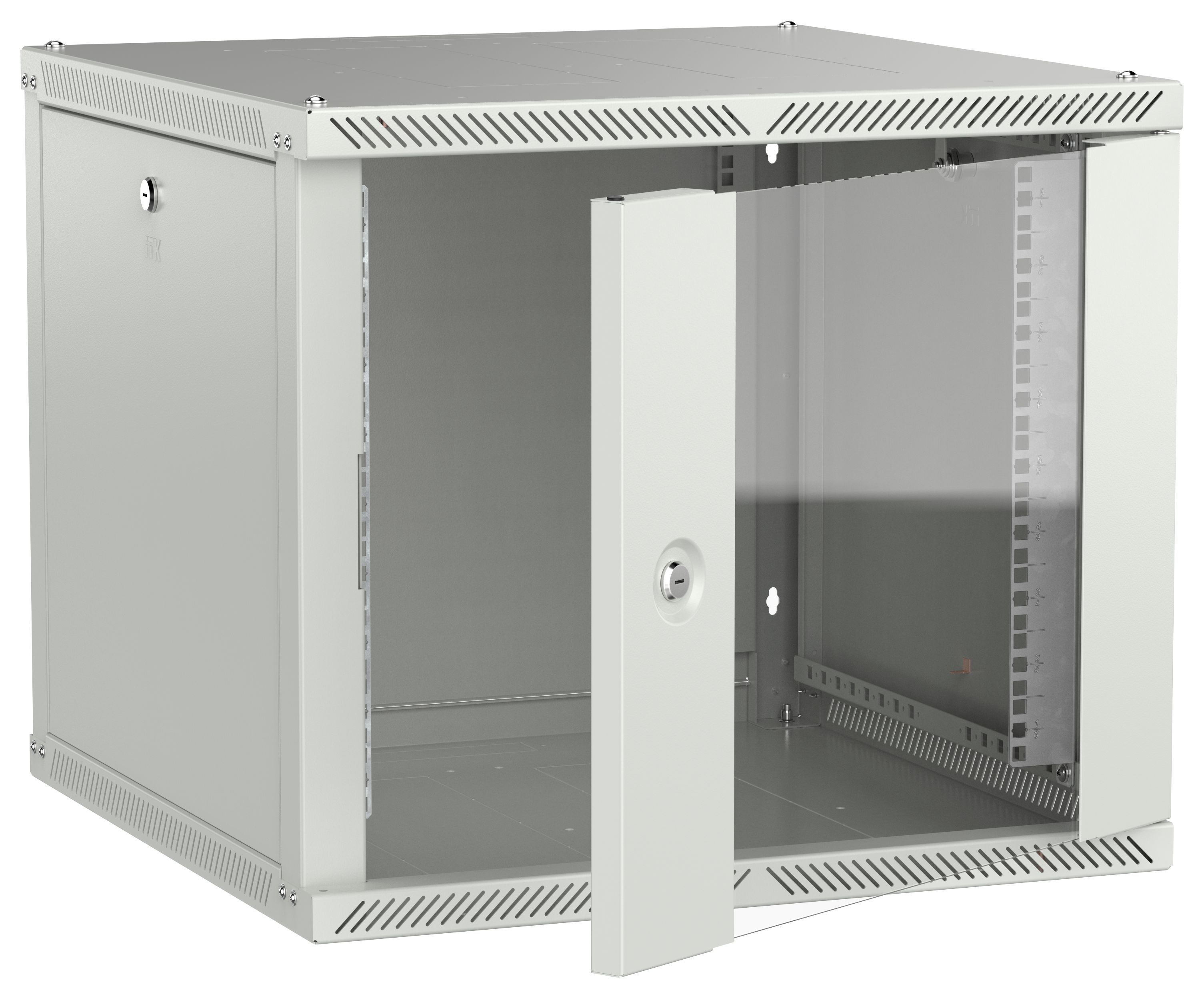 Шкаф настенный LINEA W 9U 600х600мм дверь стекло серый 2.0