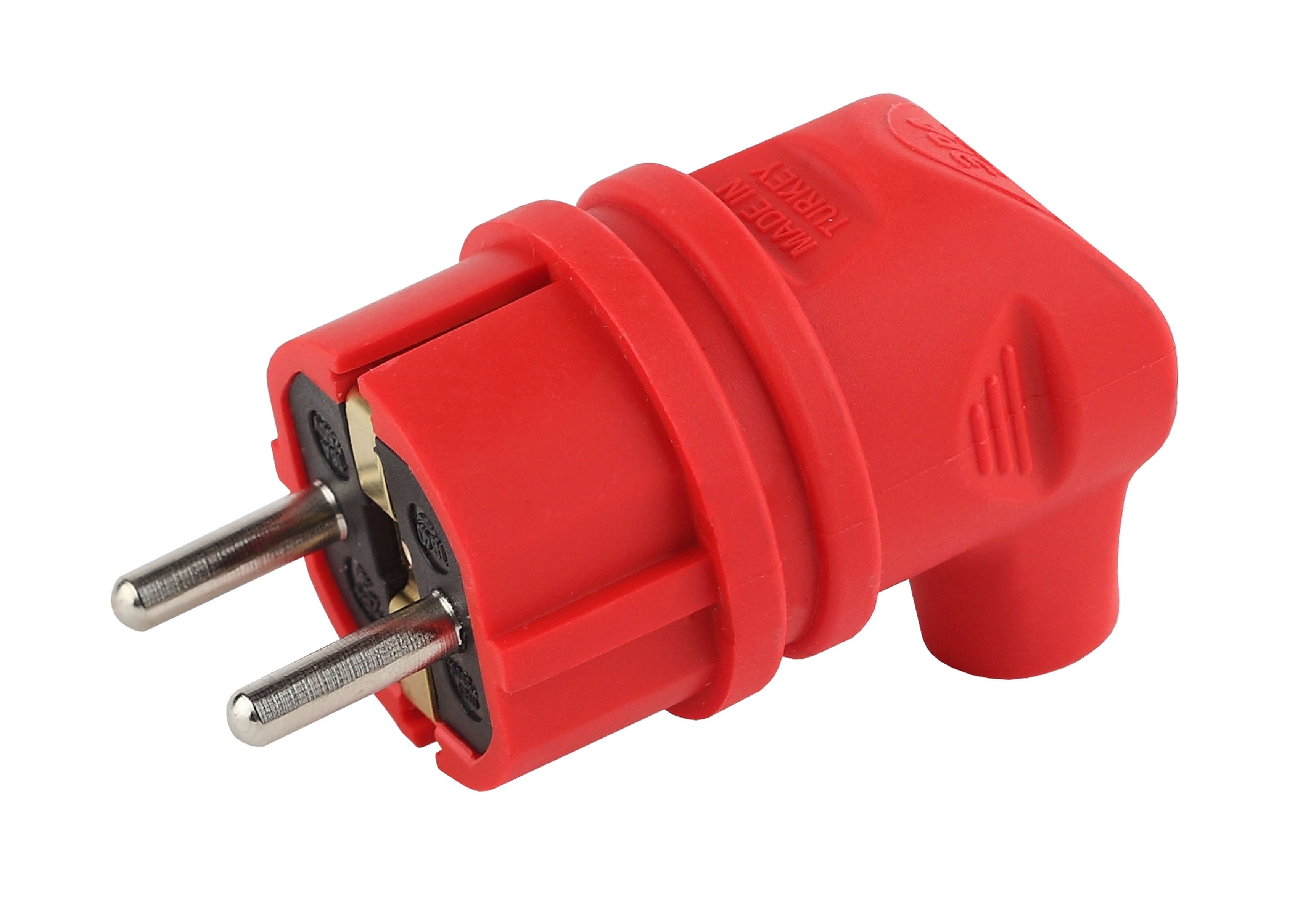 Вилка каучуковая с/з 90град 16A IP44 красная V9-RED-IP44