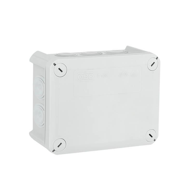Коробка распределительная T100, 136х102х57 мм, IP66, вводы d25х10, серая (T 100)