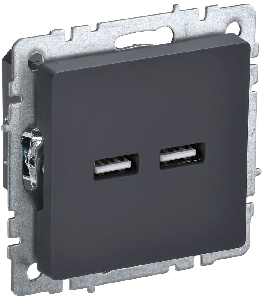 Розетка USB A+A 5В 3,1А РЮ10-1-БрГ графит BRITE