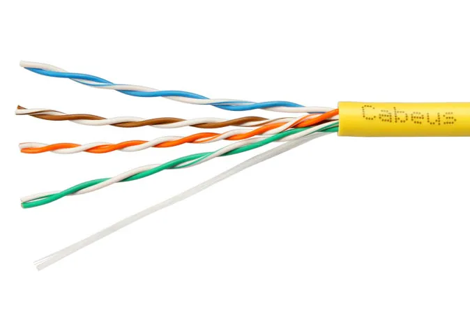 Витая пара UTP 5e Cabeus UTP-4P-Cat.5e-SOLID-YL 4 пары одножильный, PVC желтая 305 метров