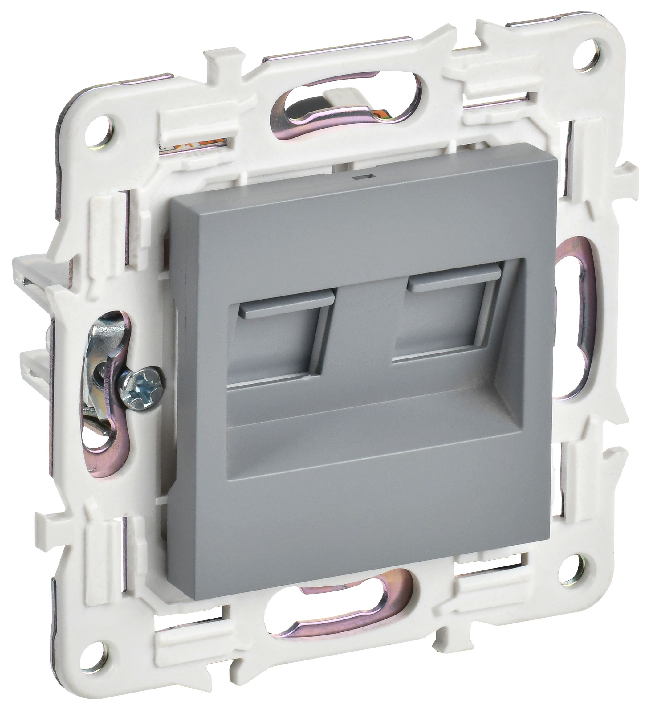 SKANDY Розетка компьютерная двойная RJ45 кат.5E SK-K03Gr серый