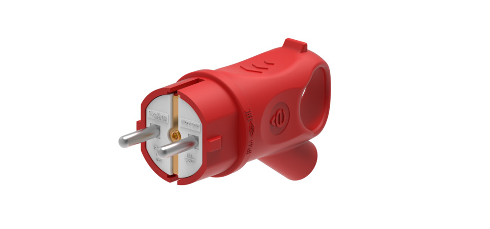 MultiSet Вилка 2К+З угловая каучуковая 16А/250В IP44 Красная