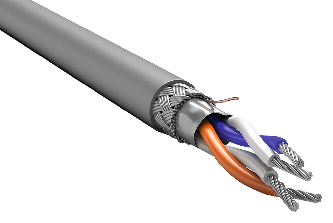Кабель интерфейсный RS-485 1х2х0.6 нг(А)-LS серый (200м)