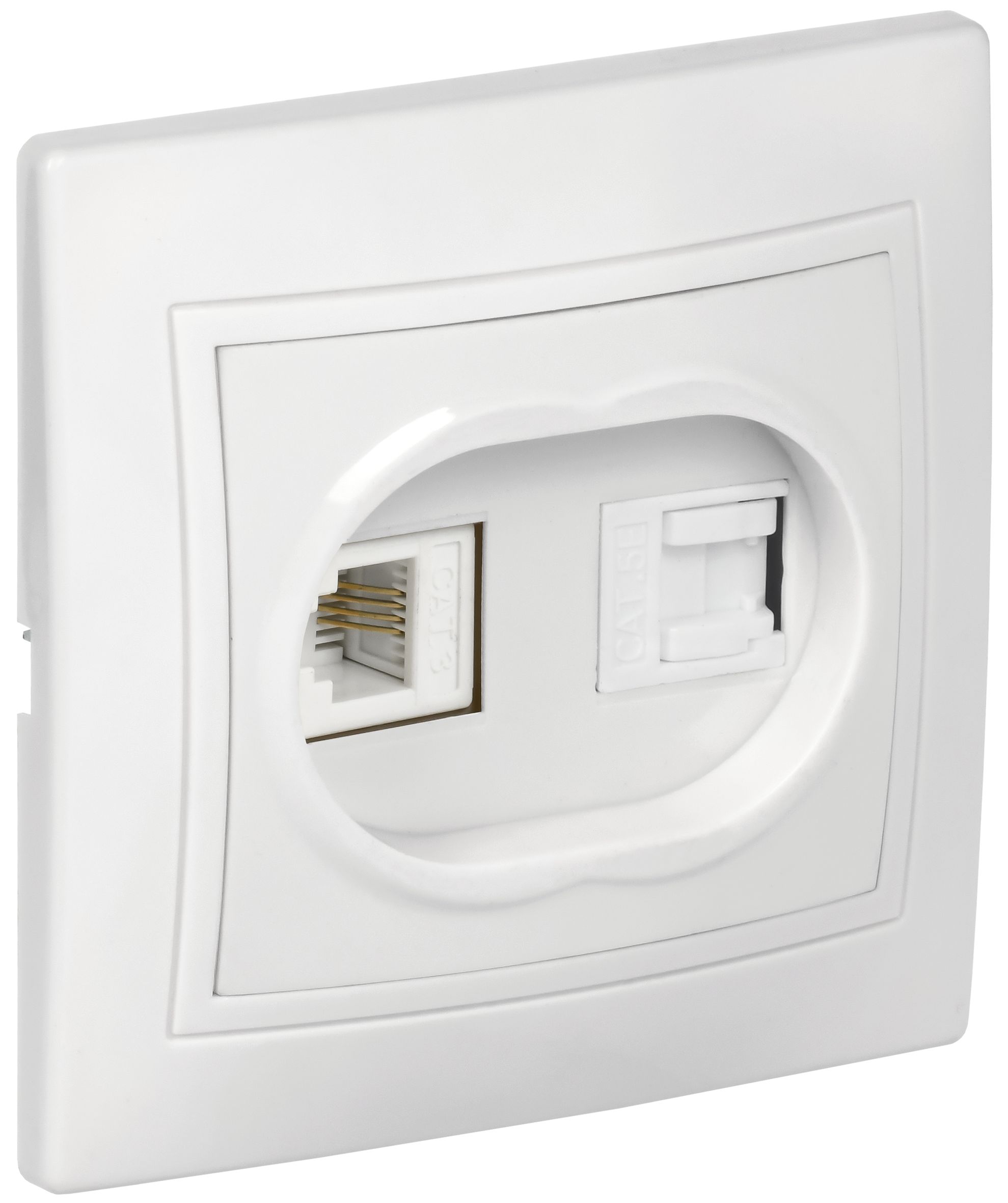 Розетка 2-местная RJ11+RJ45 кат.5е РК/Т12-КБ белый KVARTA