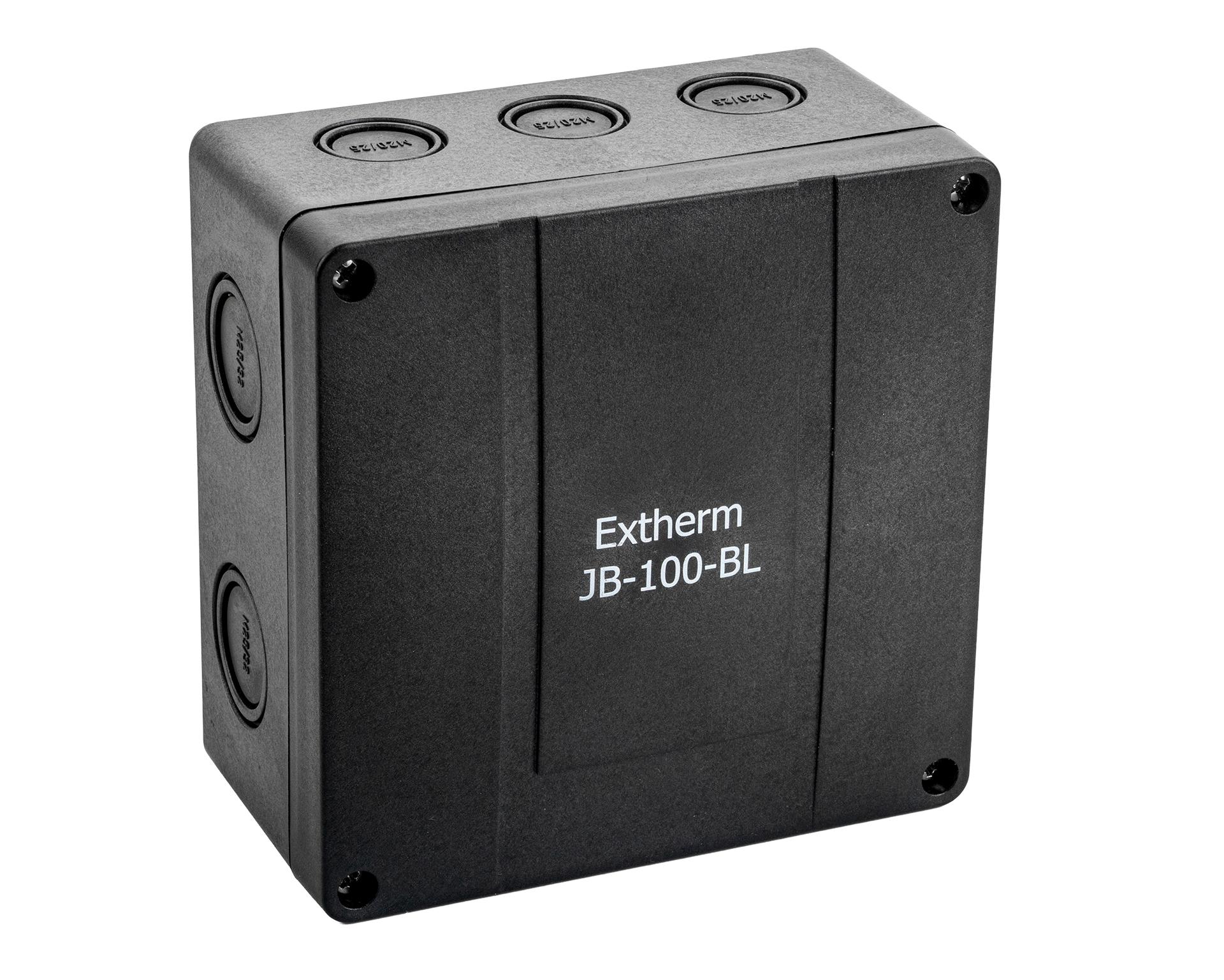 Коробка распределительная Extherm JB-100-BL 140*140*76 мм IP 66, черная, в комплекте с клеммным рядом 10х10 кв.мм., 76А