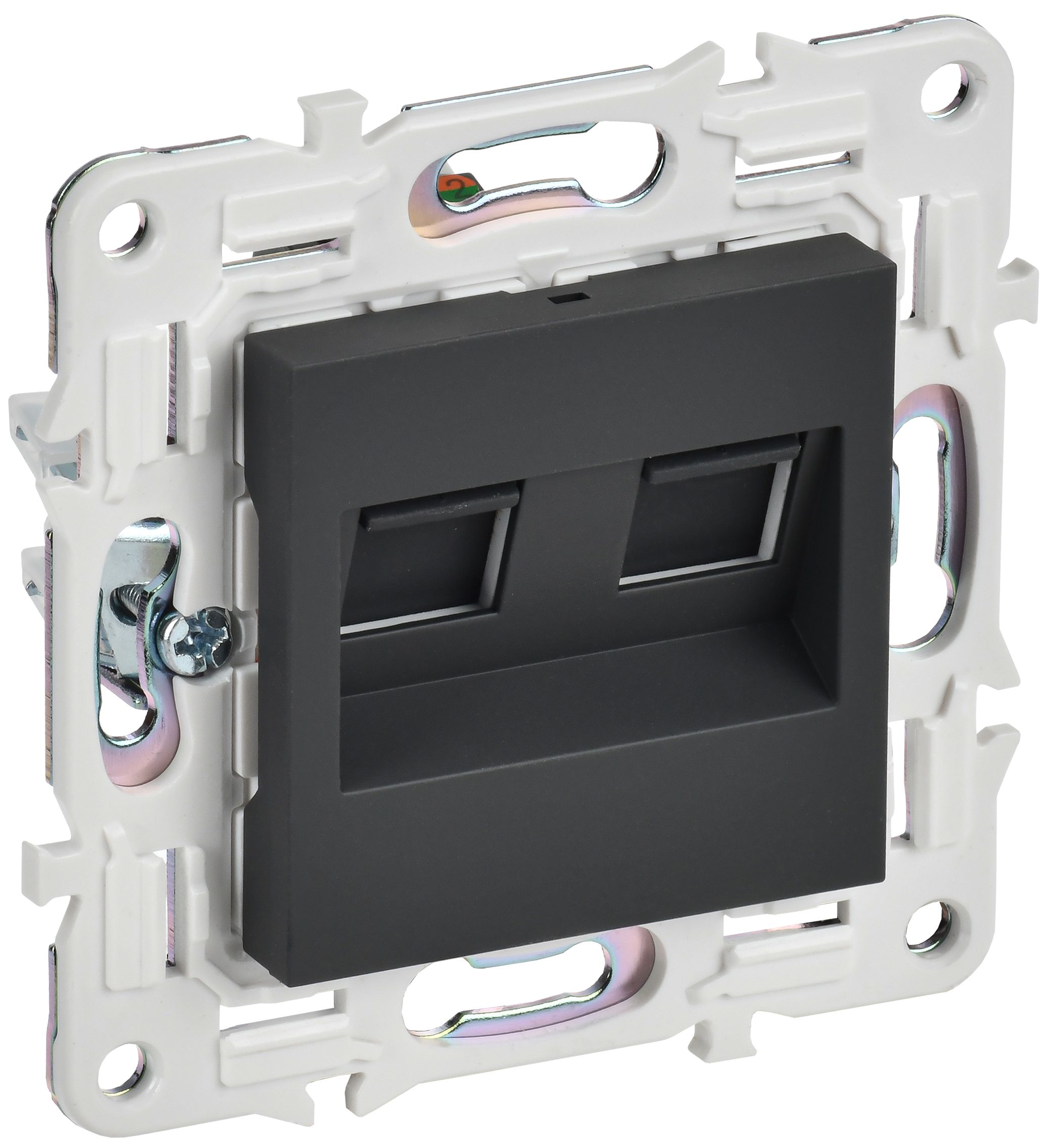 SKANDY Розетка компьютерная двойная RJ45 кат.5E SK-K03G графит