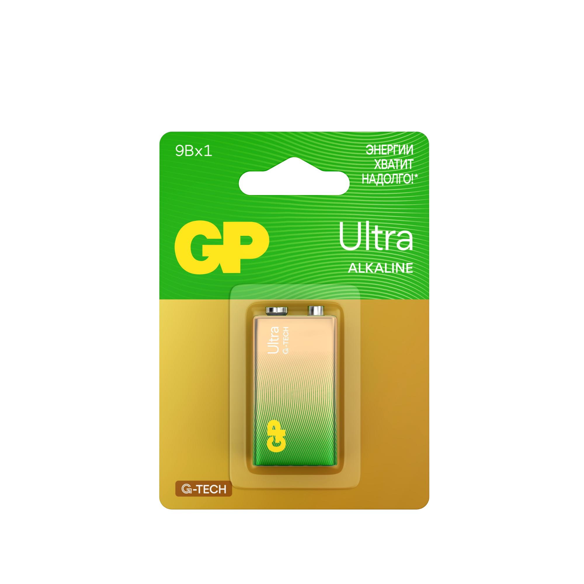Батарейка алкалиновая GP Ultra Alkaline G-Tech 9V Крона - 1 шт. на блистере