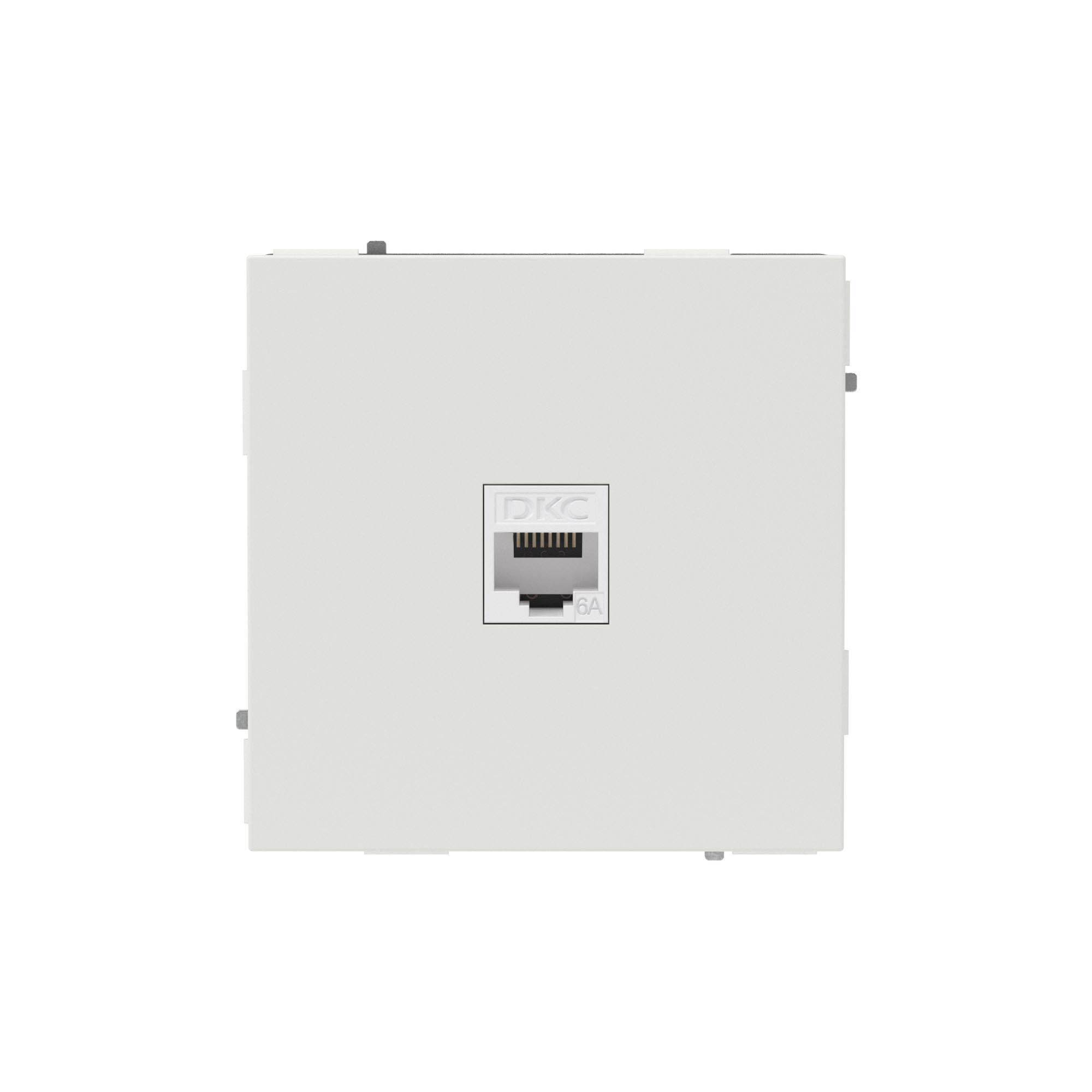 Компьютерная розетка RJ-45 без шторки, кат.6А одинарная,KANT, белый песок